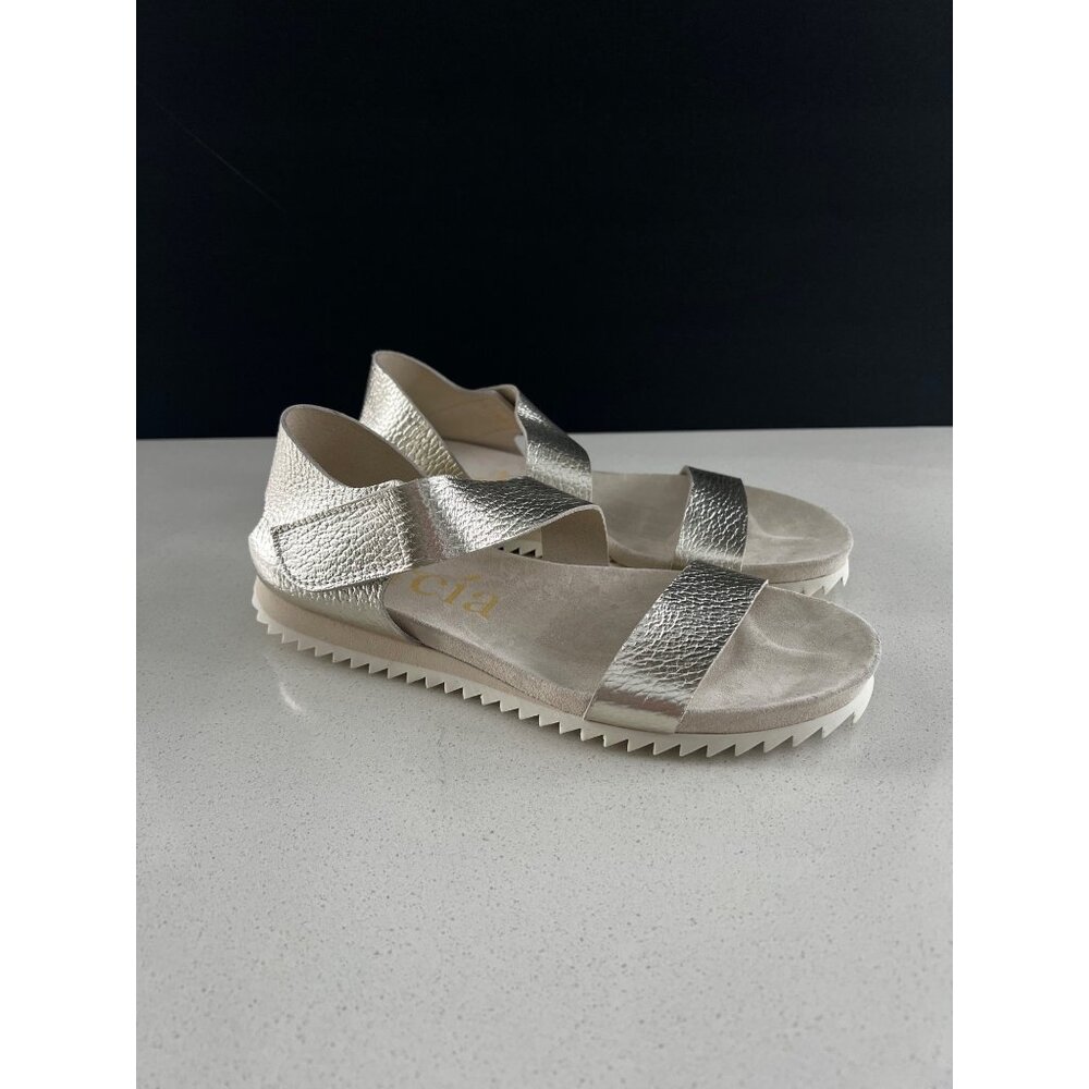 Pedro Garcia Jedda silver leather Two Strap Sandals size 39.5